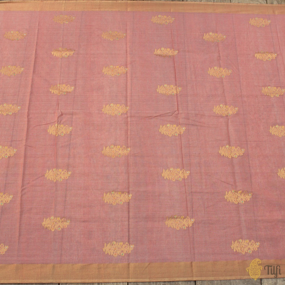 Pink Pure Soft Tussar by Cotton Dupatta &amp; Fabric Set