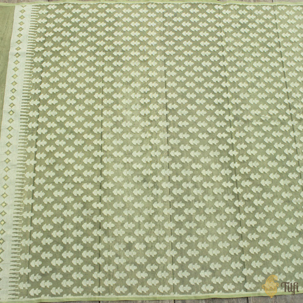 Green Pure Kora Silk Net Dupatta &amp; Fabric Set