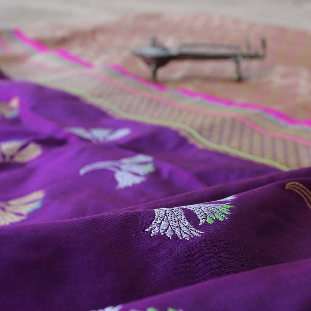 Magenta Printed Silk Dupatta