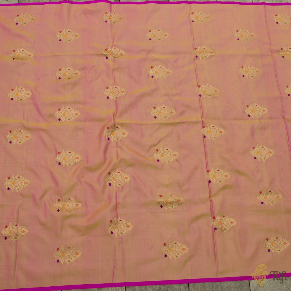 Yellow Pure Ektara Silk Dupatta &amp; Yellow-Pink Pure Ektara Silk Fabric Set