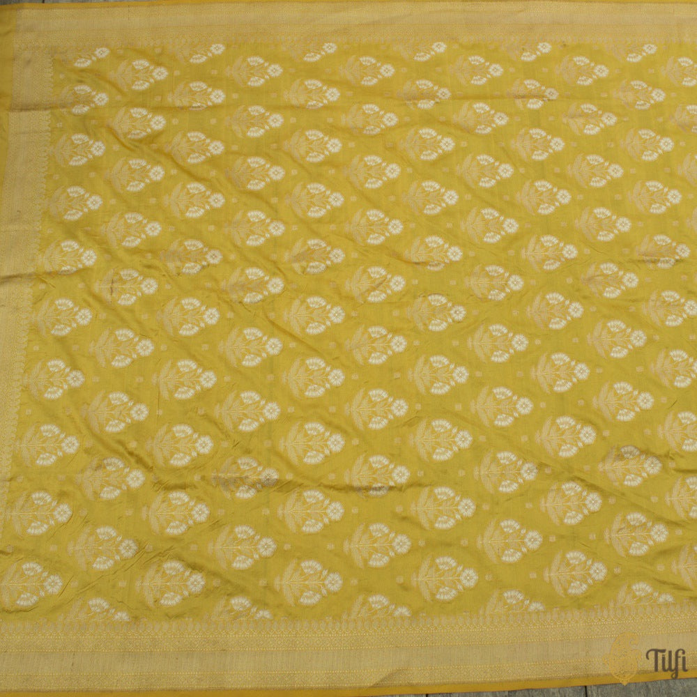 Yellow Pure Katan Silk Banarasi Handloom Suit Set