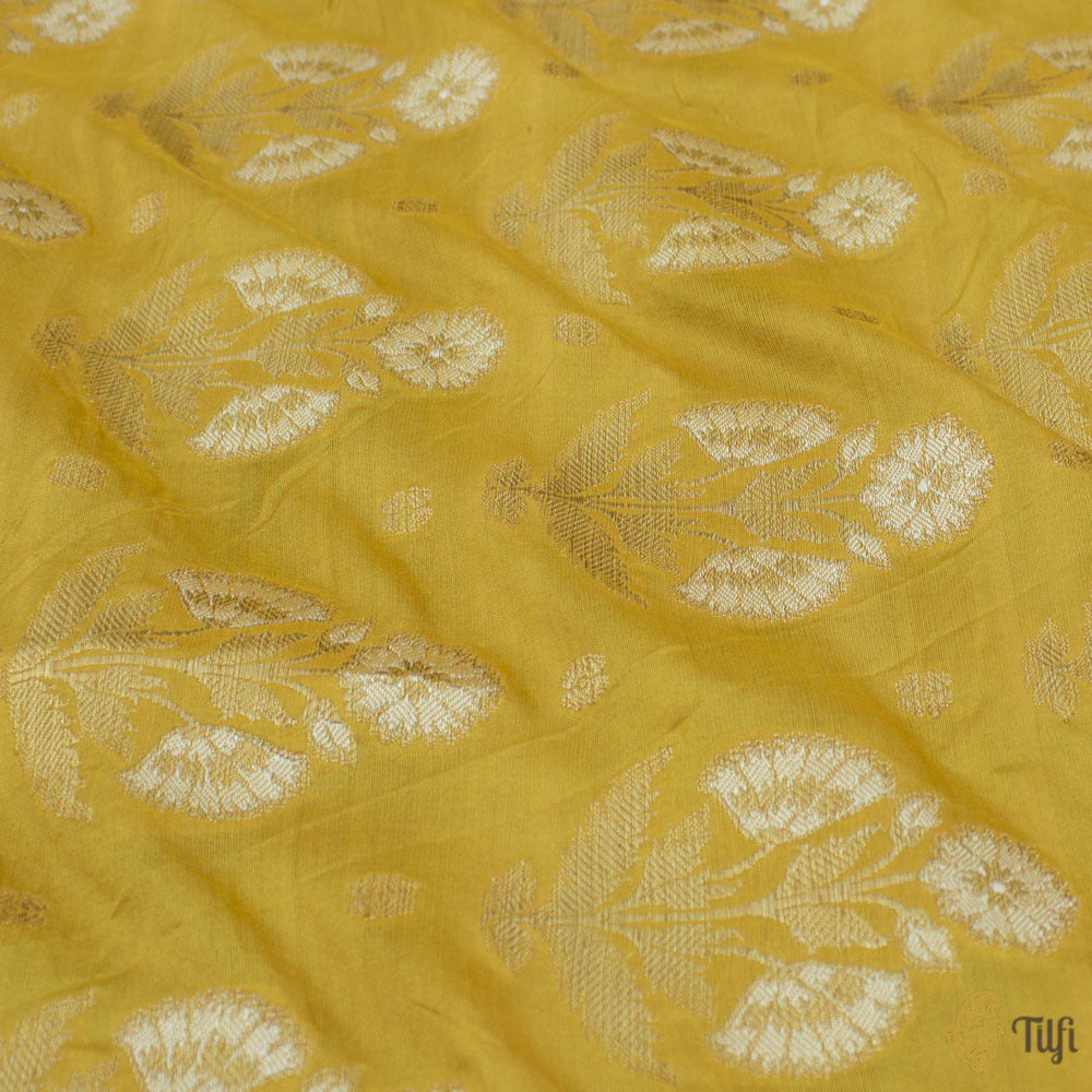 Yellow Pure Katan Silk Banarasi Handloom Suit Set