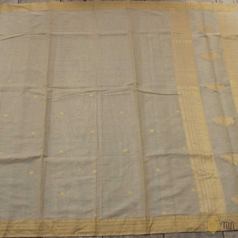 Beige Pure Soft Tussar by Cotton Dupatta &amp; Fabric Set
