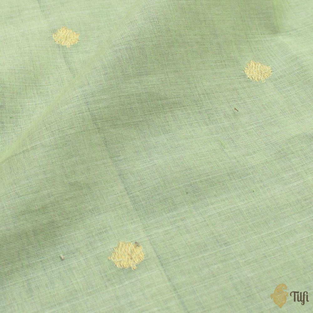 Sage Green-Pink Pure Soft Tussar by Cotton Dupatta &amp; Fabric Set