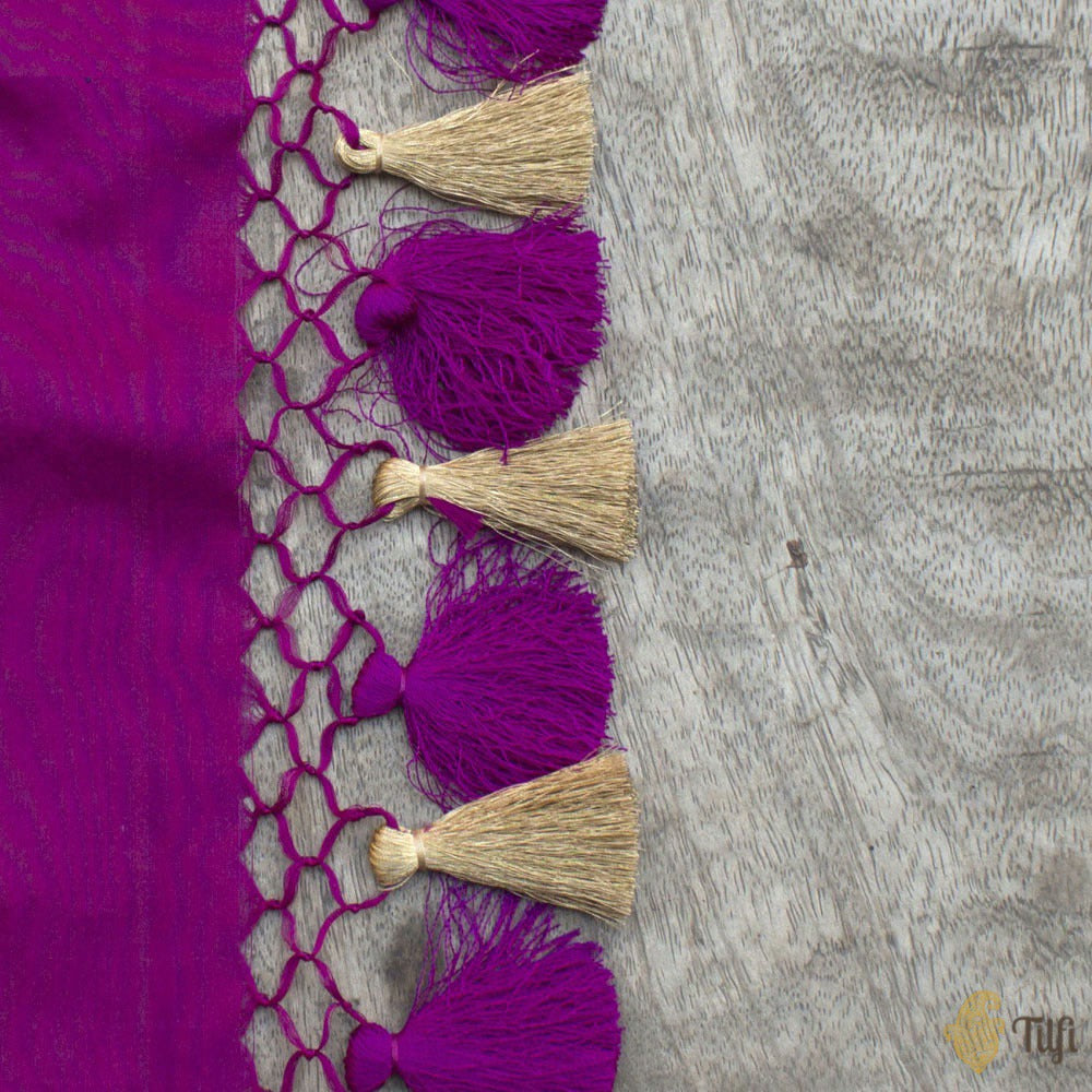 Magenta Pure Katan Silk Banarasi Handloom Suit Set