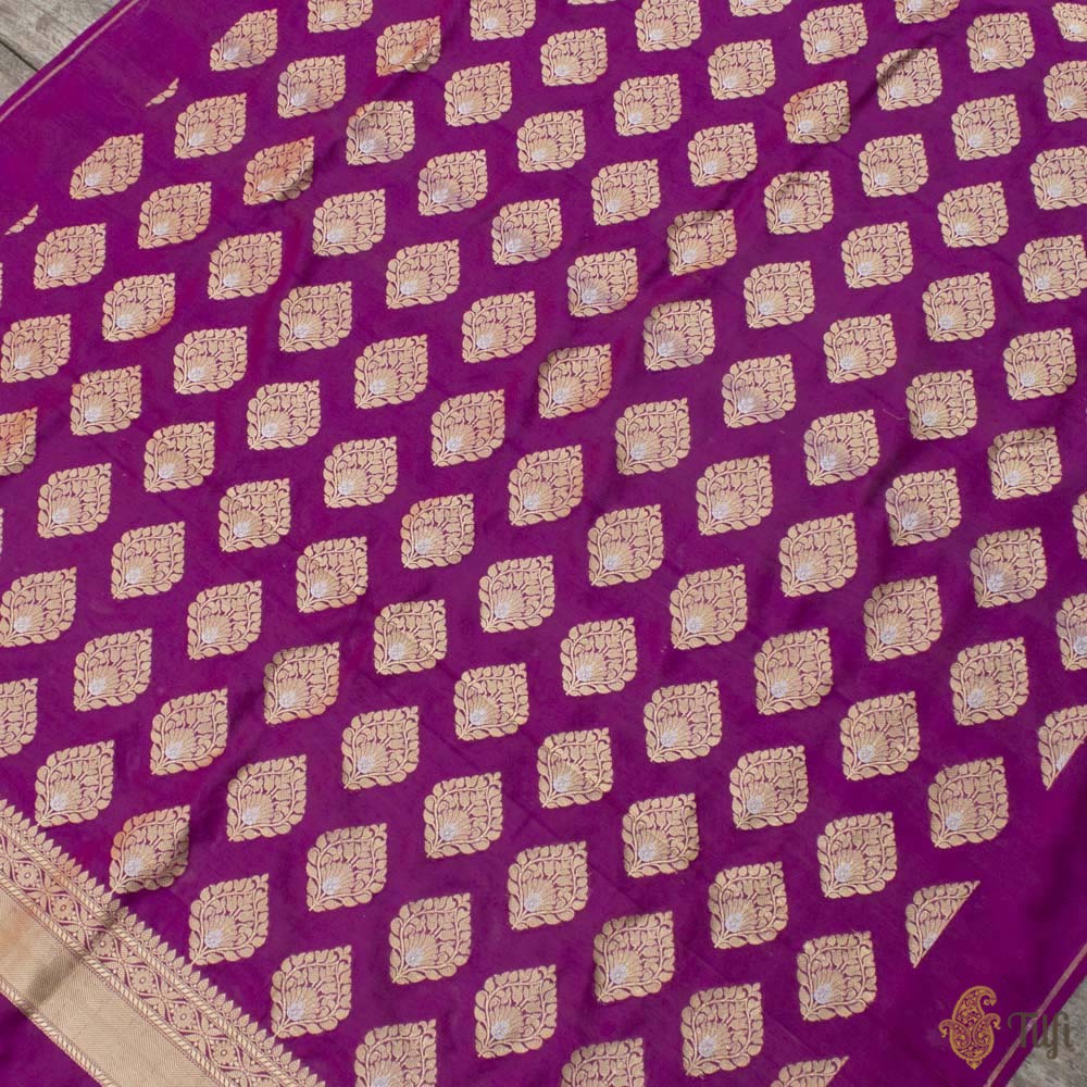 Magenta Pure Katan Silk Banarasi Handloom Suit Set