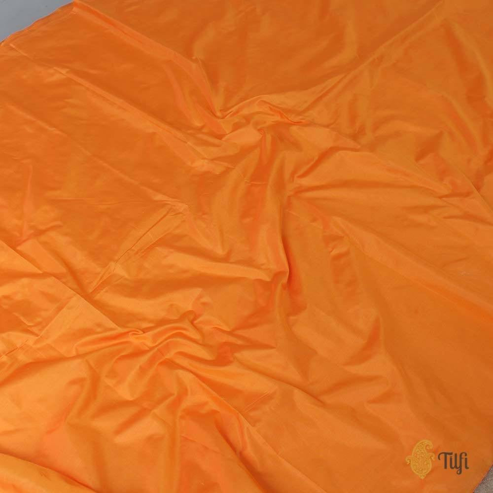 Orange-Rani Pink Pure Katan Silk Dupatta &amp; Orange Pure Katan Silk Fabric