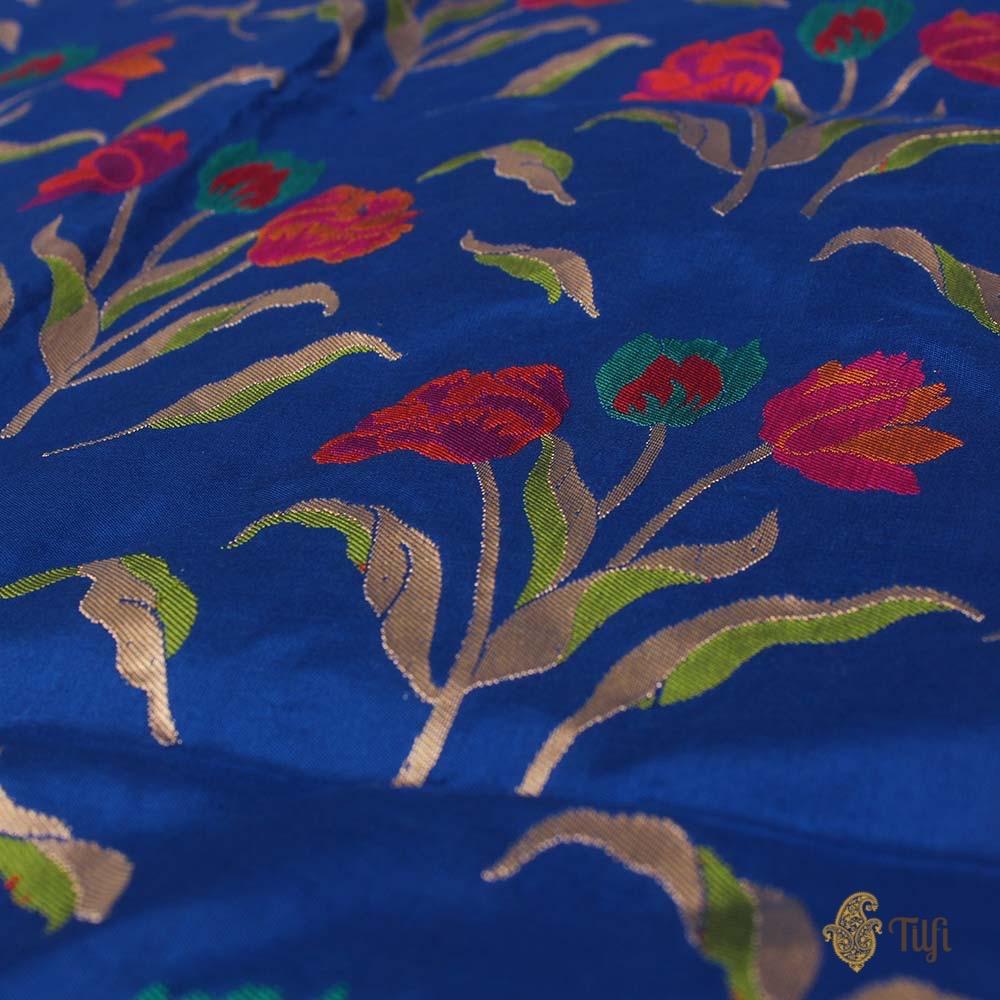Royal Blue Pure Katan Silk Dupatta &amp; Gajri Pink Pure Katan Silk Fabric