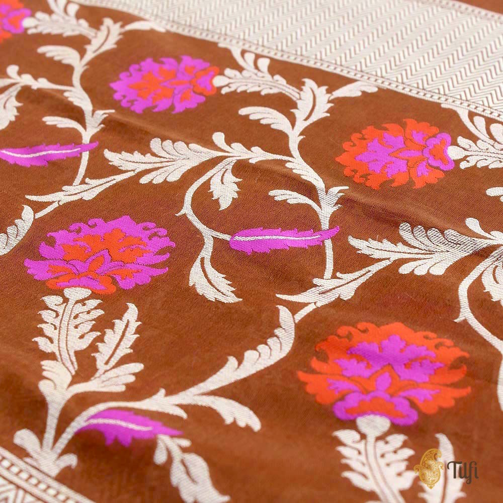 Red-Brown Pure Silk Georgette Dupatta Fabric Set