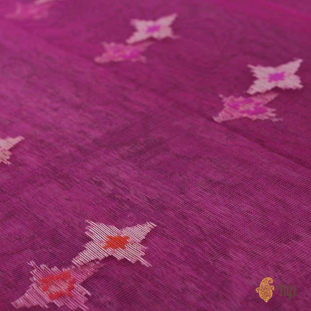 Rani Pink Pure Kora Net Dupatta &amp; Khaki Grey Dupion Silk Fabric Set