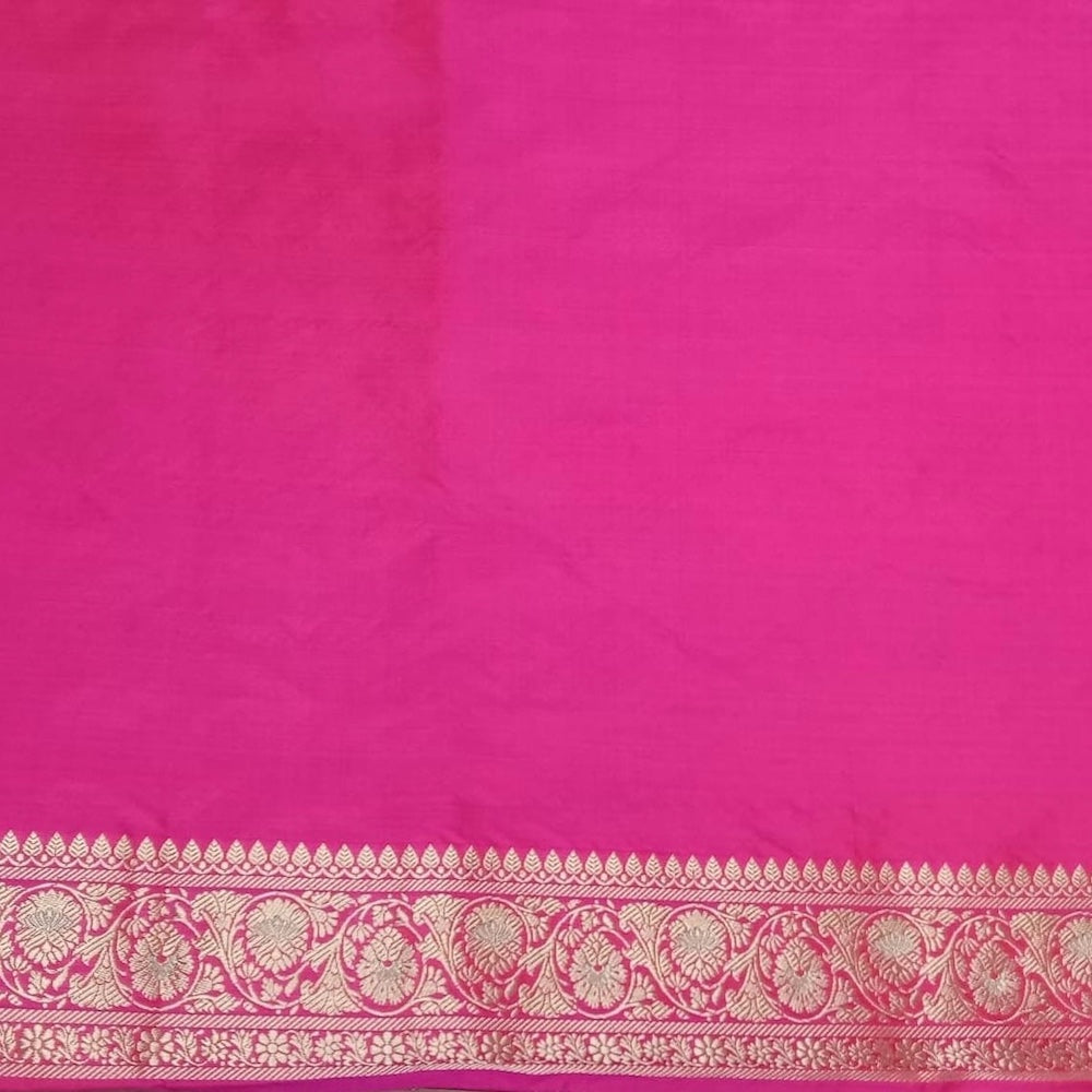 &#39;Hasanthi&#39; Orange-Pink Pure Katan Silk Banarasi Handloom Saree