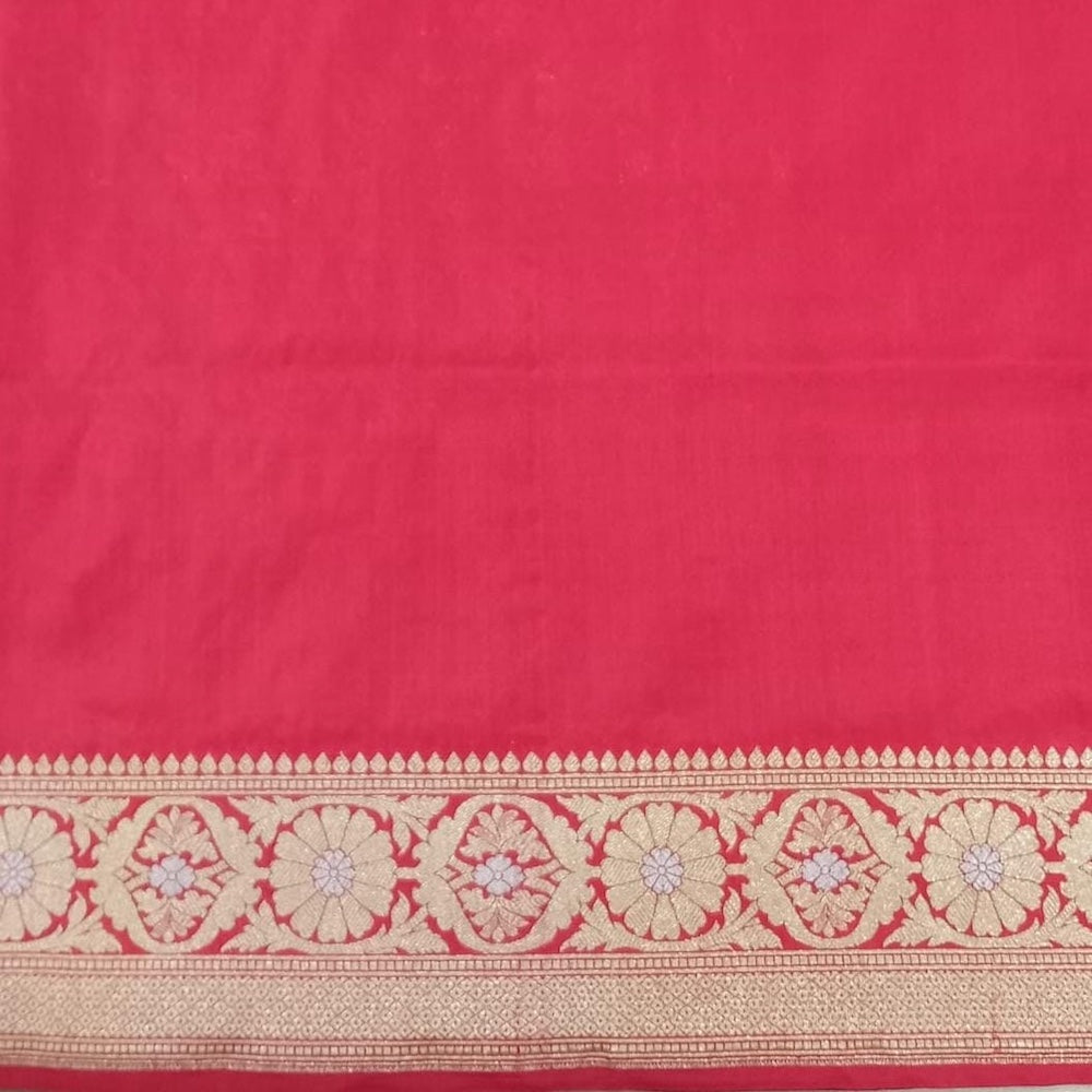 &#39;Arya&#39; Red Pure Katan Silk Banarasi Handloom Saree