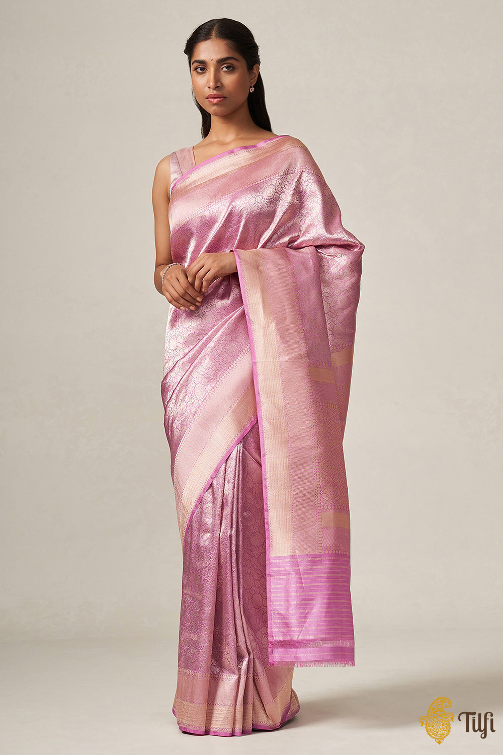 Pink Pure Katan Silk Banarasi Handloom Saree
