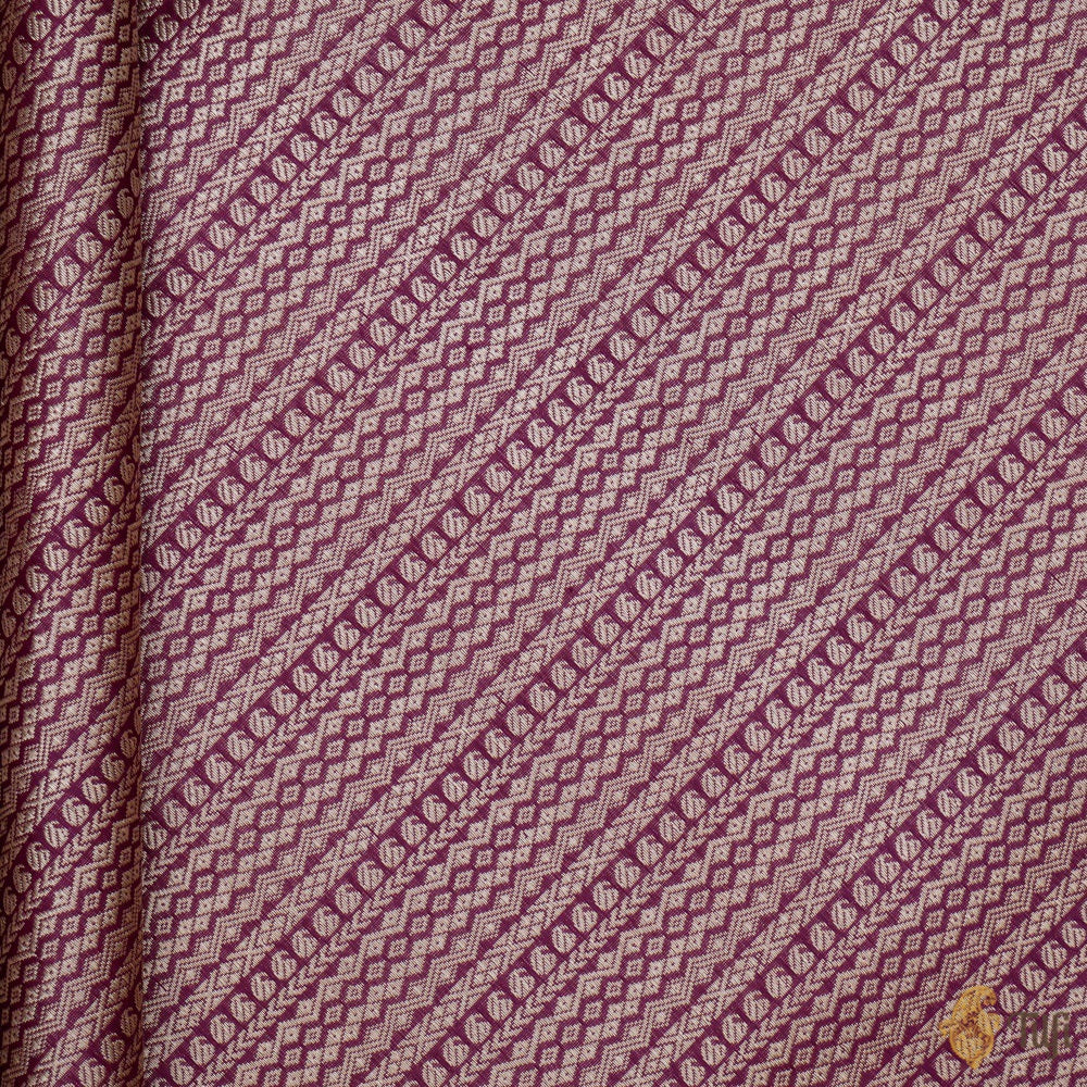 Deep Cherry Magenta Pure Katan Silk Banarasi Handloom Fabric