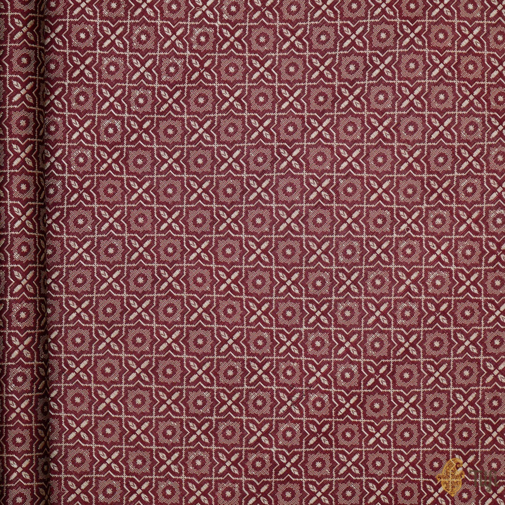Maroon Pure Katan Silk Banarasi Handloom Fabric