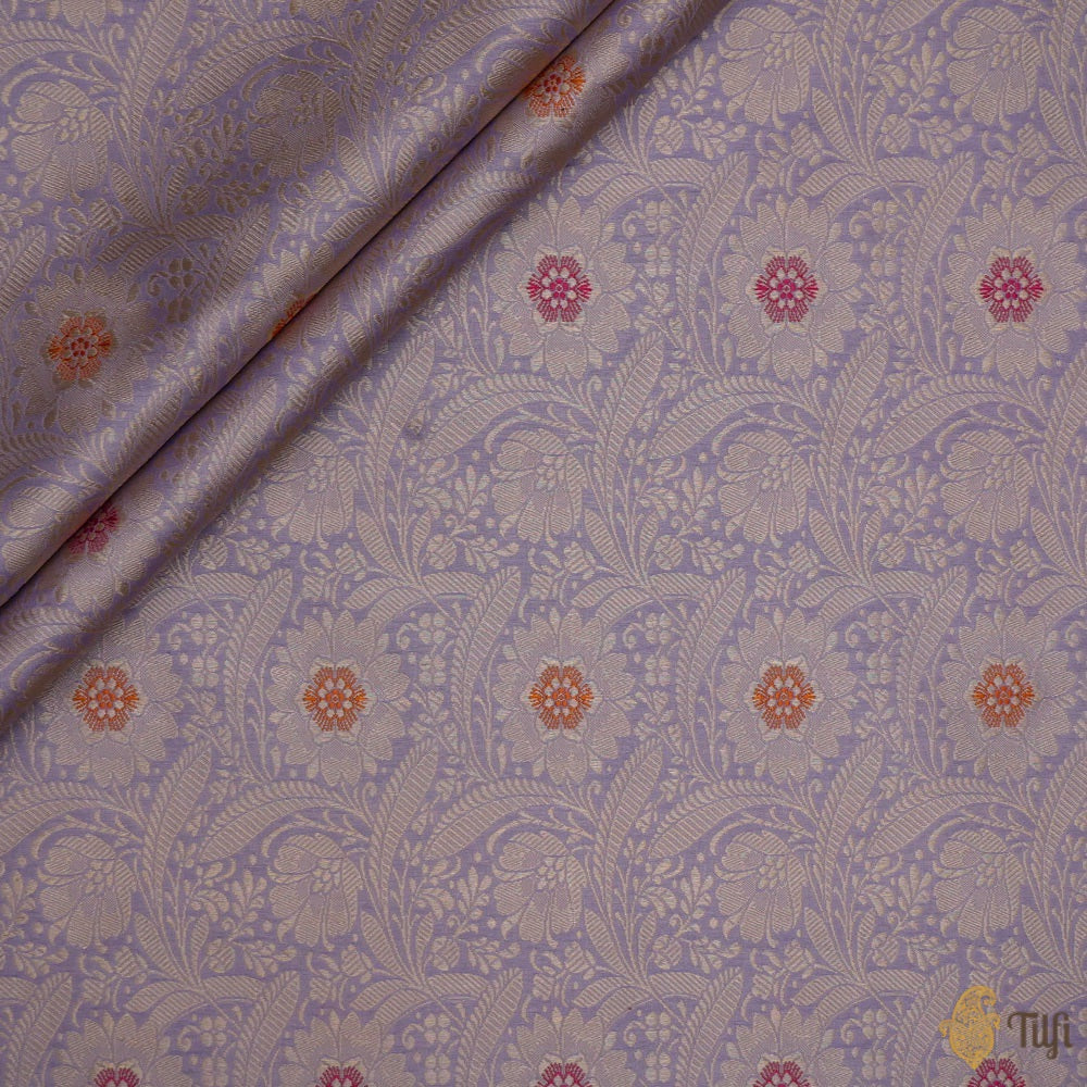 Lavender Pure Katan Silk Banarasi Handloom Fabric