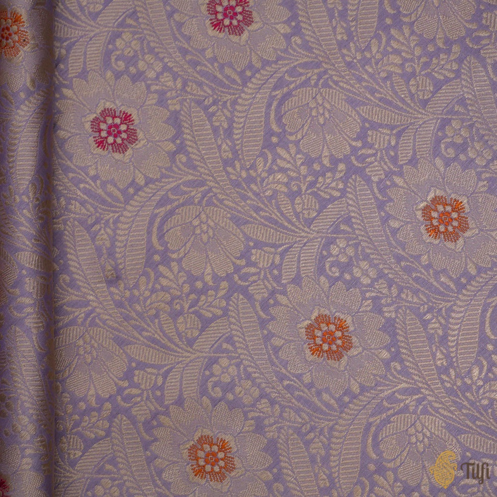Lavender Pure Katan Silk Banarasi Handloom Fabric