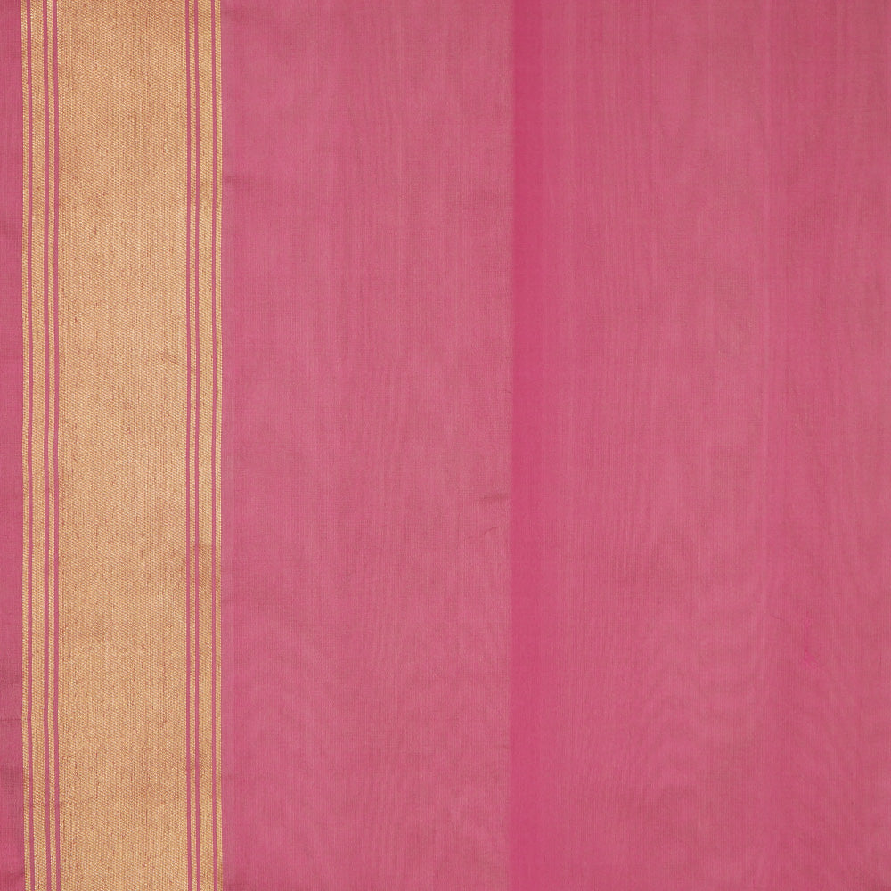 &#39;Bhairavi&#39; Ivory-Pink Pure Katan Silk Banarasi Handloom Saree