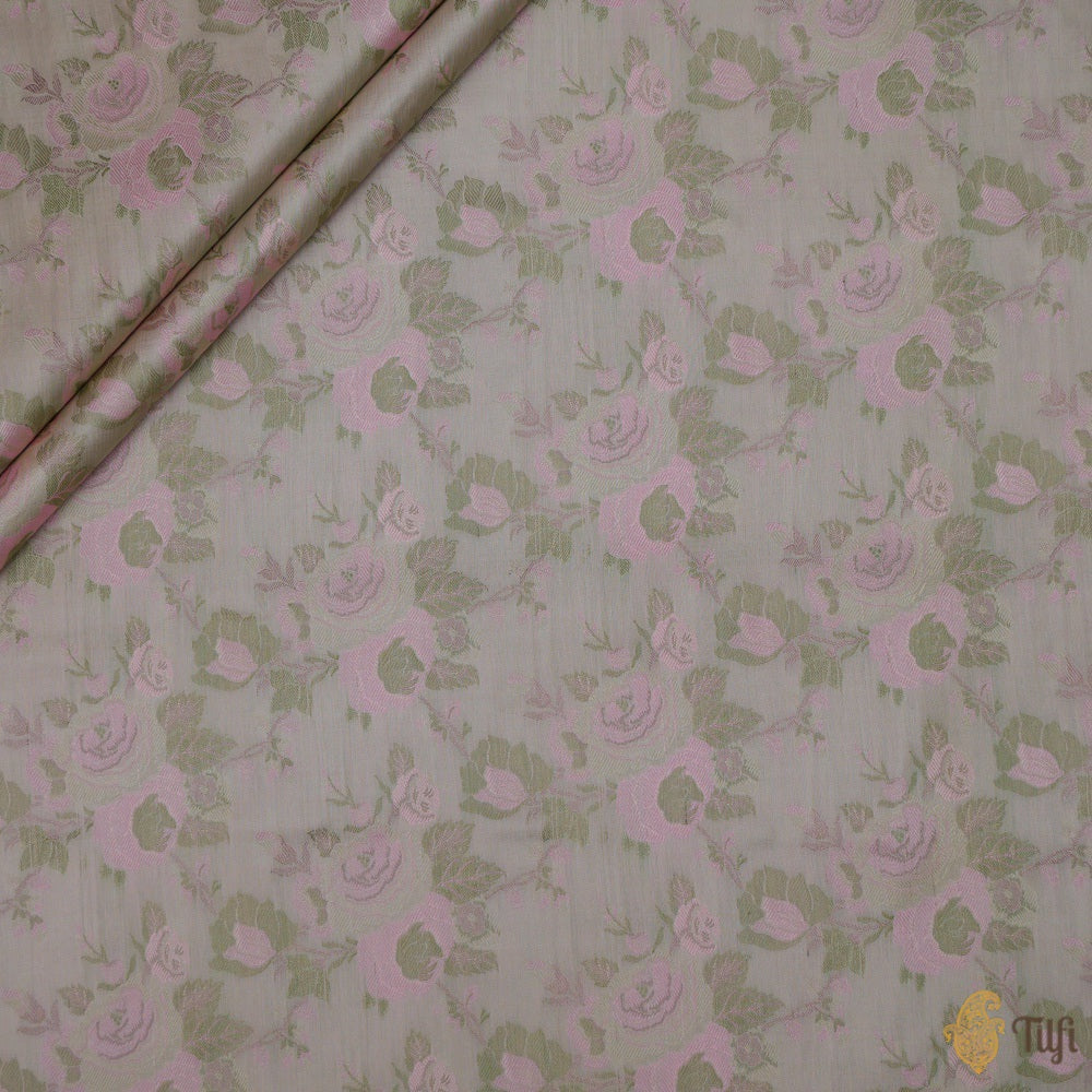 Frosty Mint Pure Soft Satin Silk Banarasi Handloom Fabric
