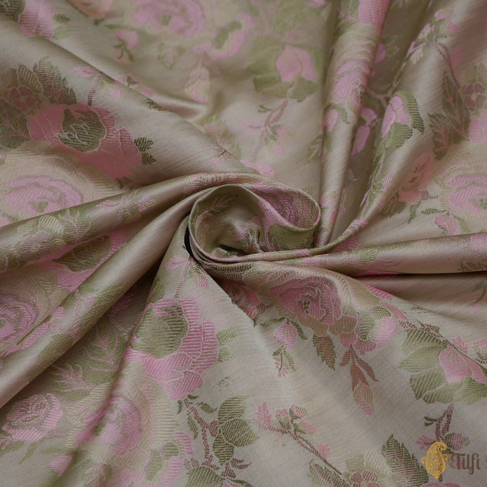 Frosty Mint Pure Soft Satin Silk Banarasi Handloom Fabric