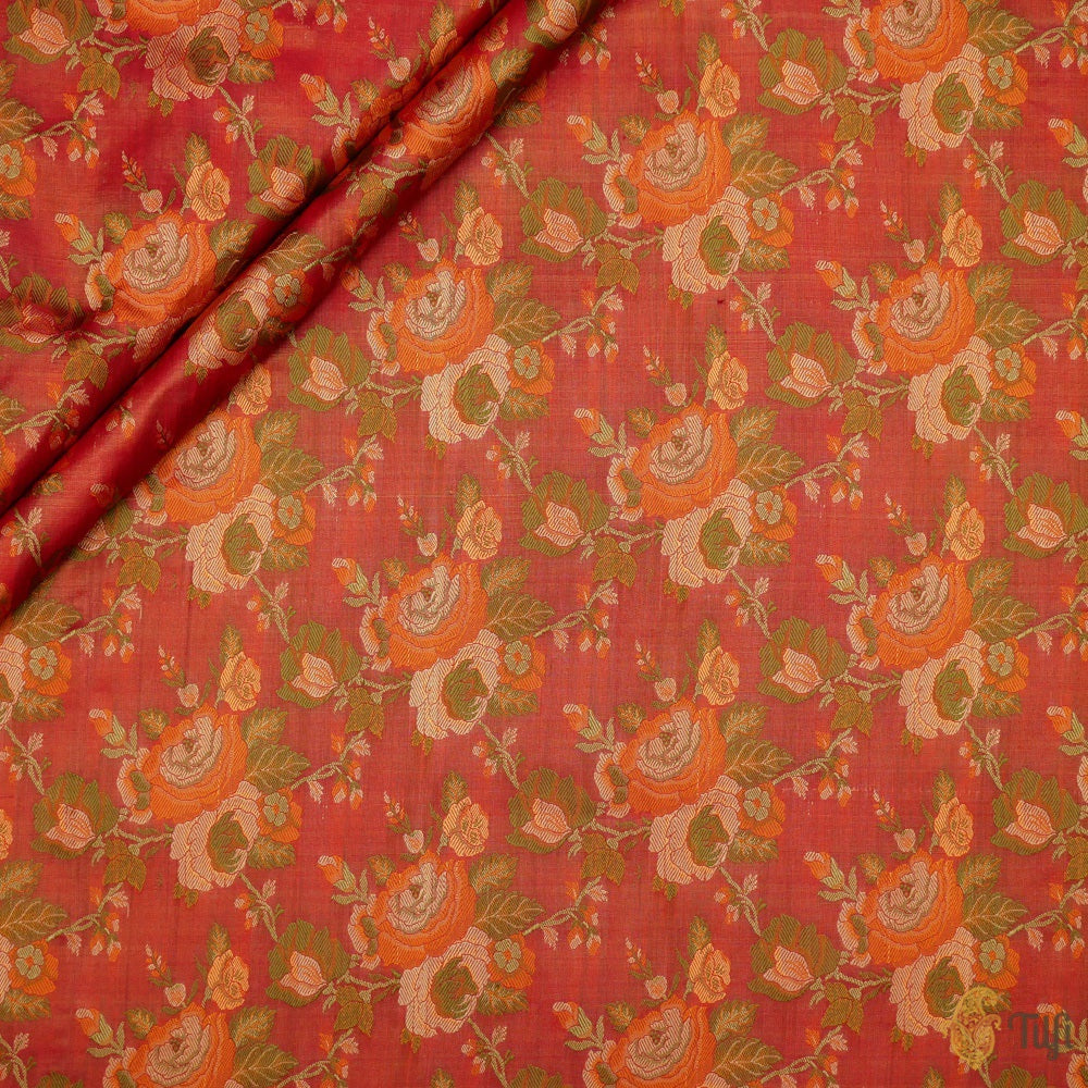 Maroon Pure Soft Satin Silk Banarasi Handloom Fabric
