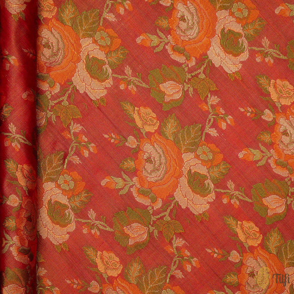 Maroon Pure Soft Satin Silk Banarasi Handloom Fabric