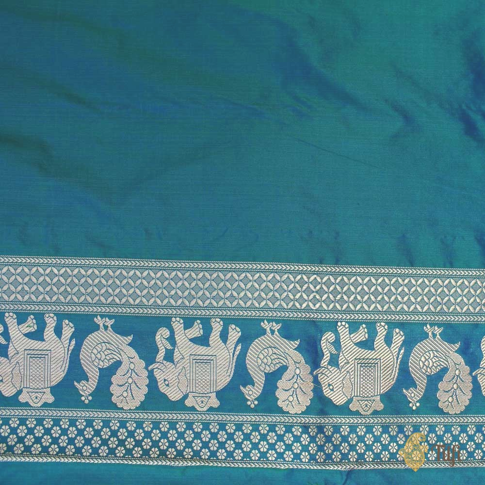 Blue Pure Katan Silk Banarasi Shikaargah Handloom Saree
