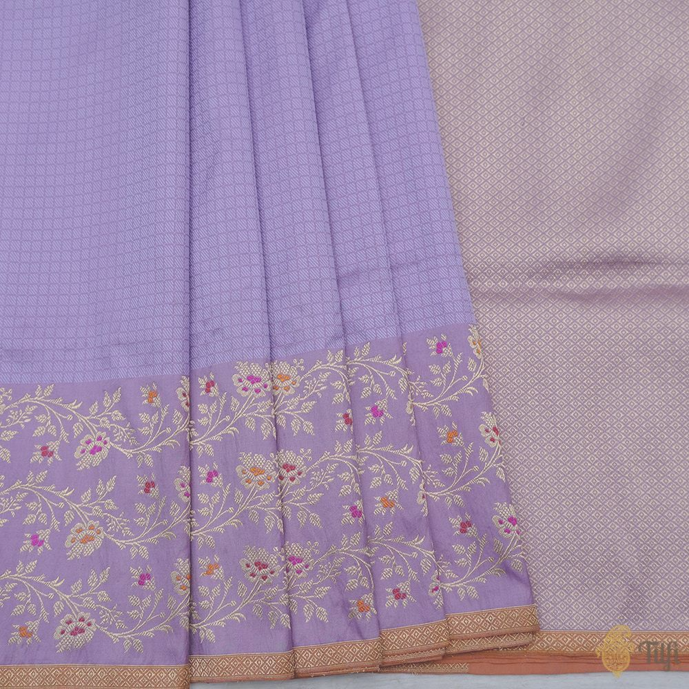 Light Lilac Pure Katan Silk Banarasi Handloom Saree