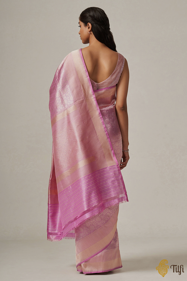 Pre-Order: Pink Pure Katan Silk Banarasi Handloom Saree - Tilfi