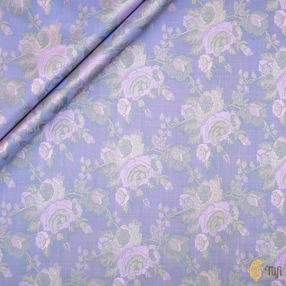 Cerulean Blue Pure Soft Satin Silk Banarasi Handloom Fabric