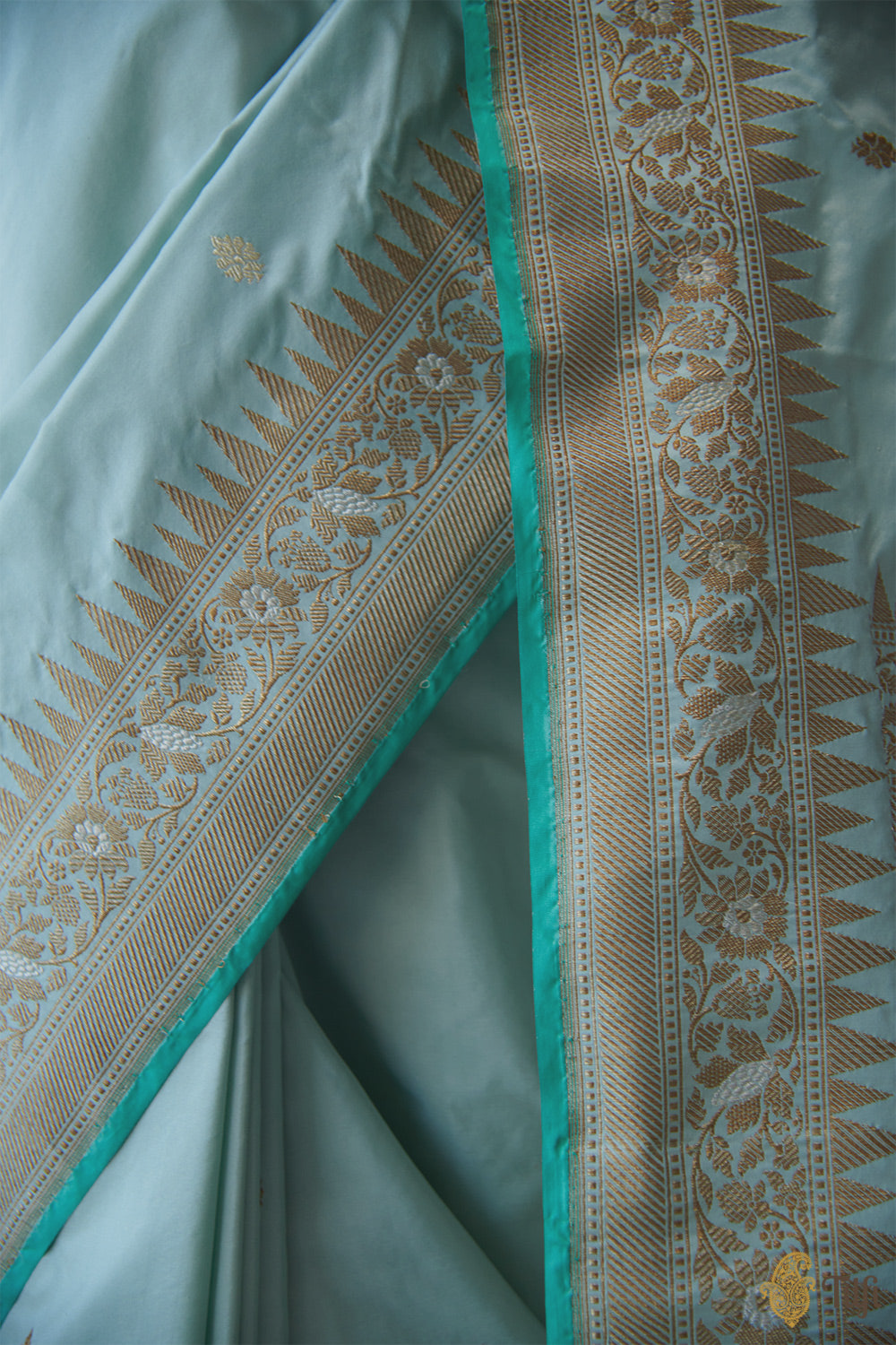 Pastel Blue Pure Katan Silk Banarasi Handloom Saree