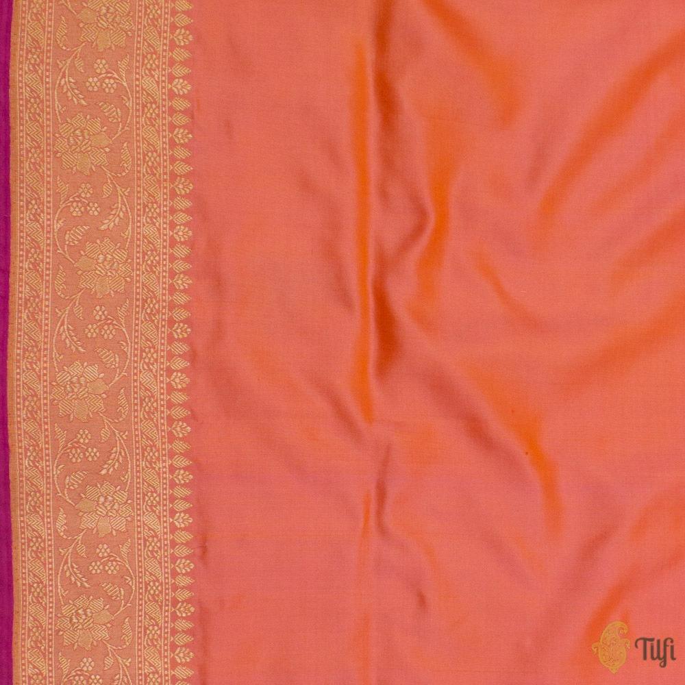 Pre-Order: Orange-Light Pink Pure Katan Silk Banarasi Handloom Saree