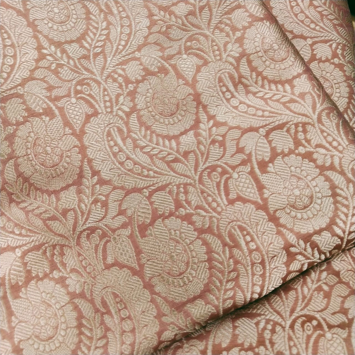 Light Brown Pure Katan Silk Banarasi Handloom Fabric