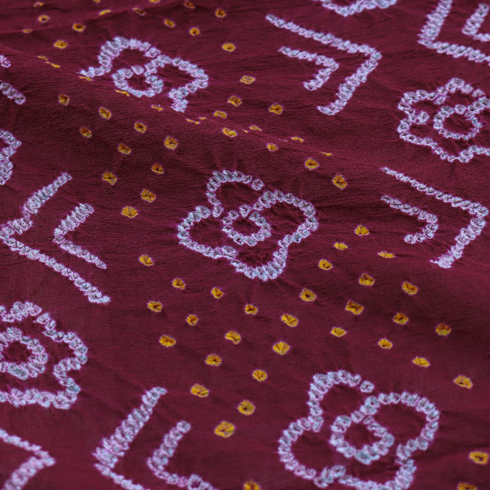 Royal Garnet Pure Georgette Banarasi Handloom Bandhani Dupatta