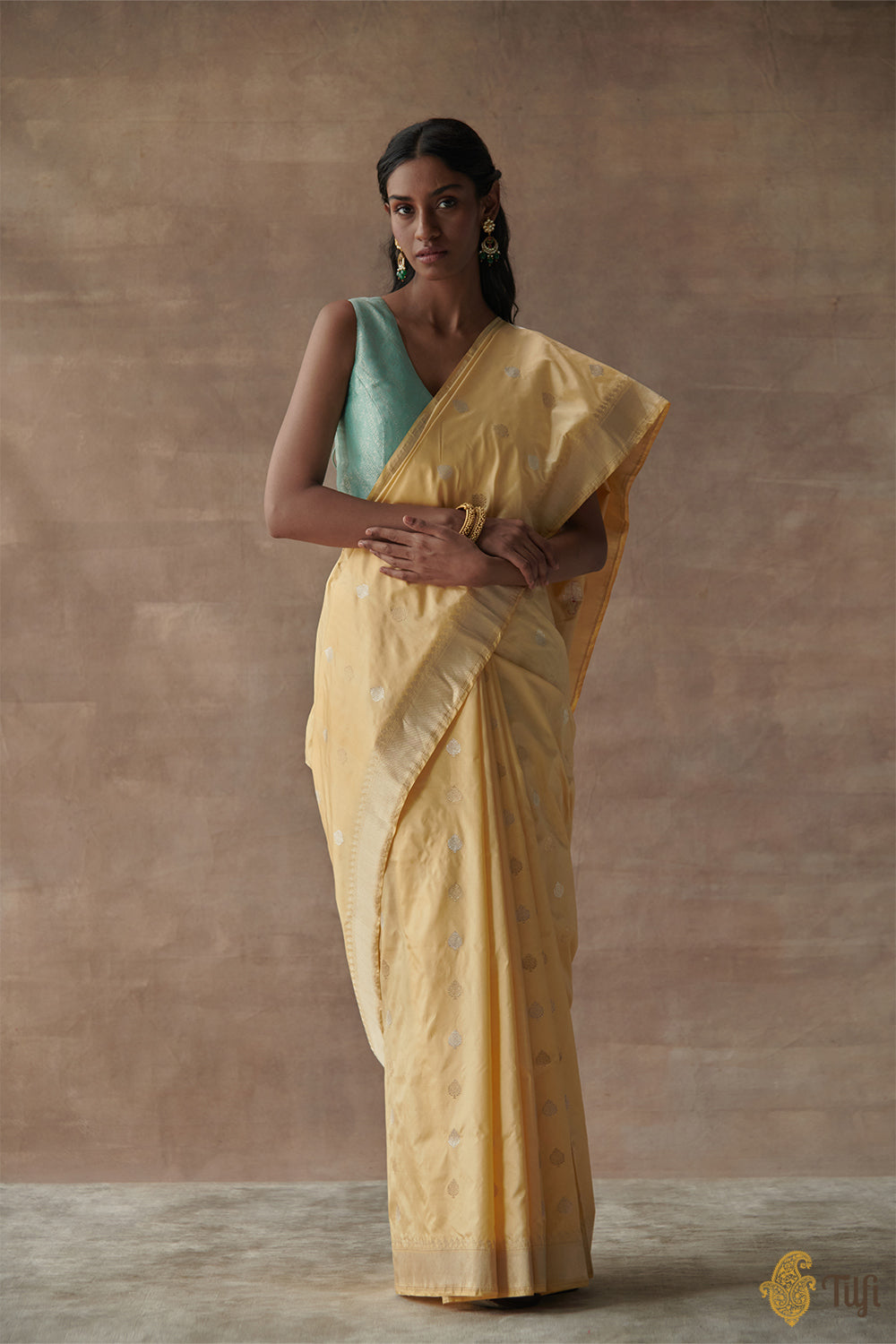 Light Yellow Pure Katan Silk Banarasi Handloom Saree