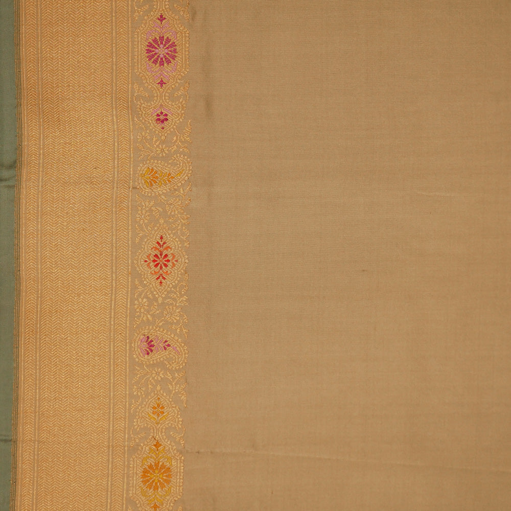 &#39;Rukmini&#39; Taupe Grey Pure Katan Silk Banarasi Handloom Saree