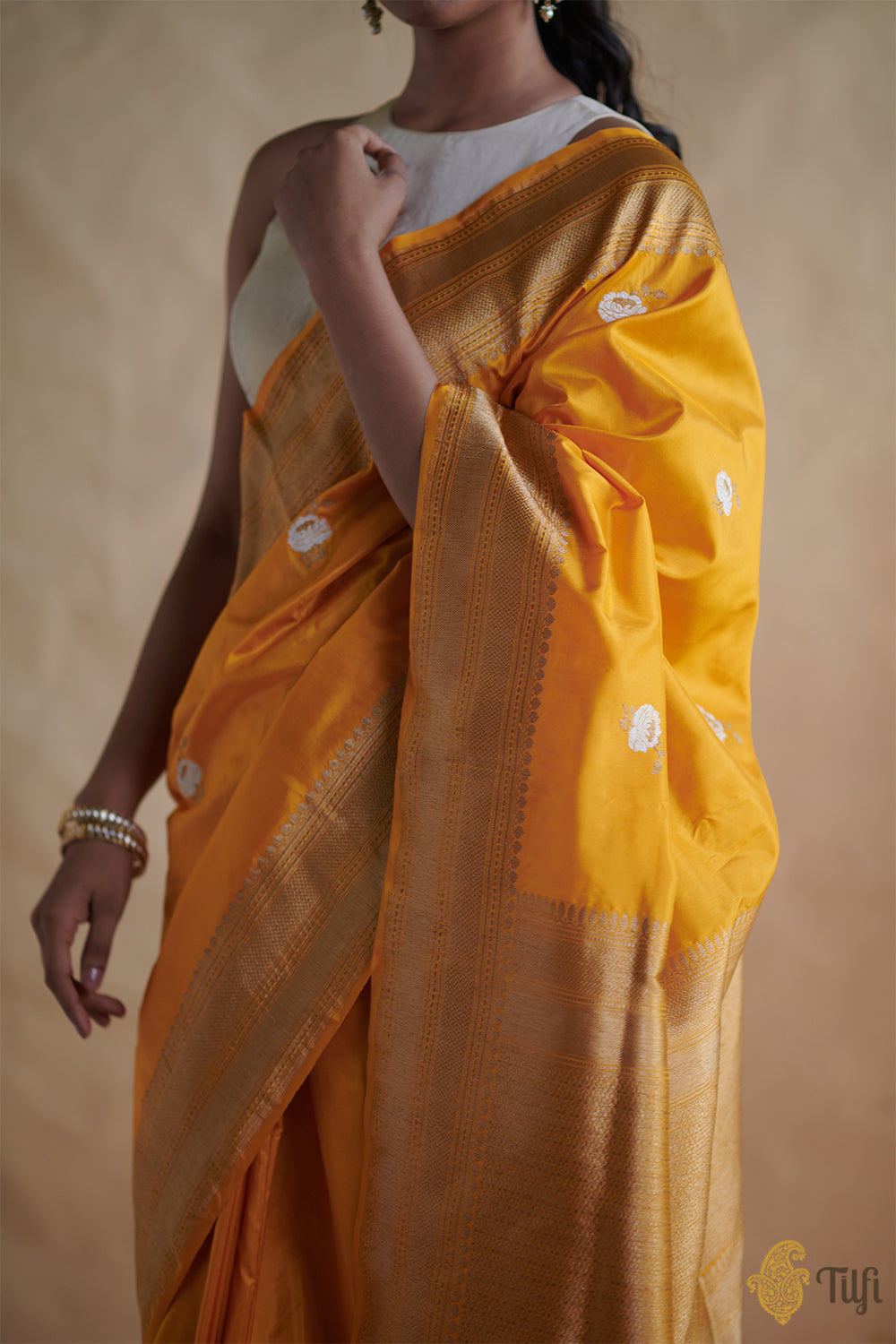 Turmeric Yellow Pure Katan Silk Banarasi Handloom Saree