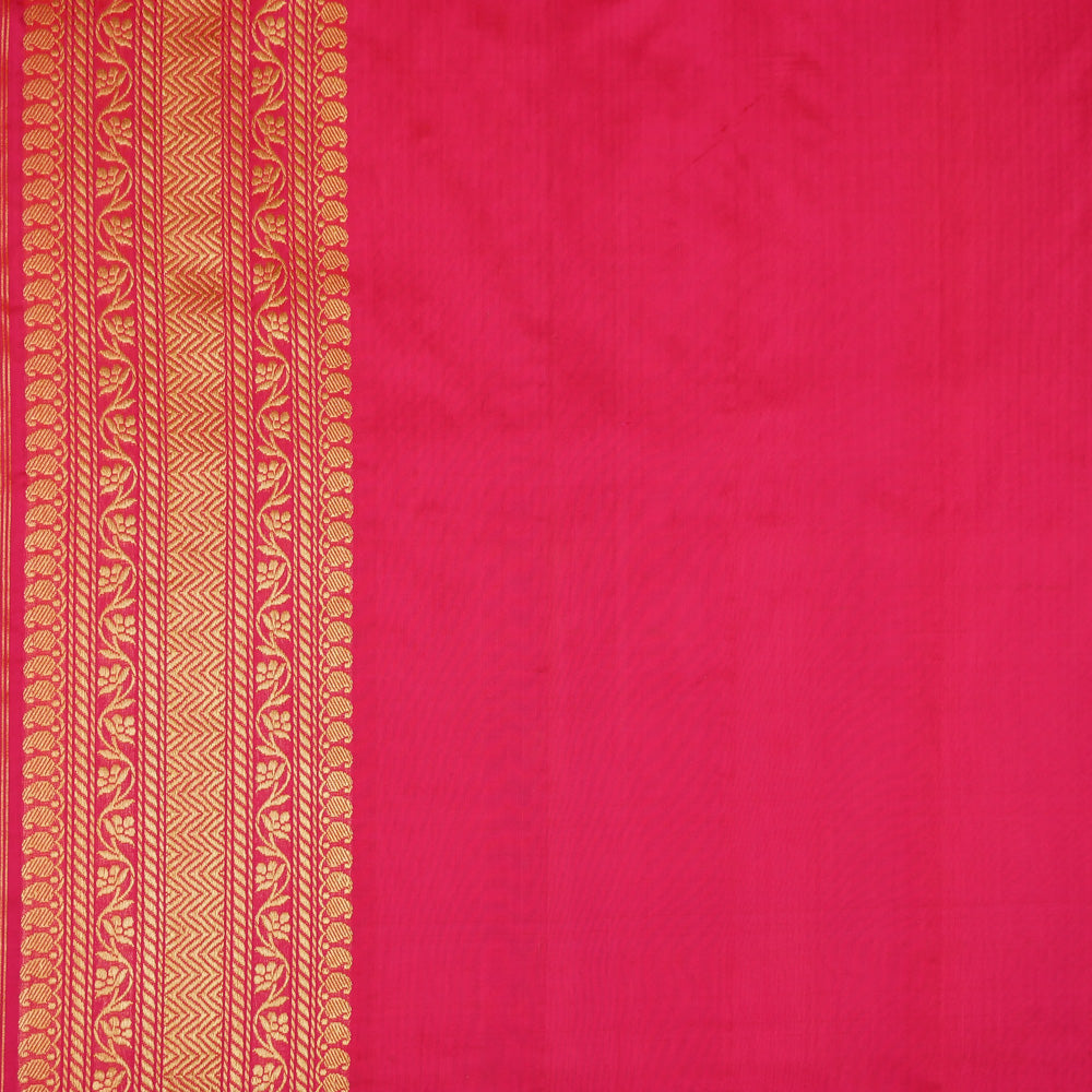 &#39;Suvarna&#39; Orange-Pink Pure Katan Silk Banarasi Handloom Saree
