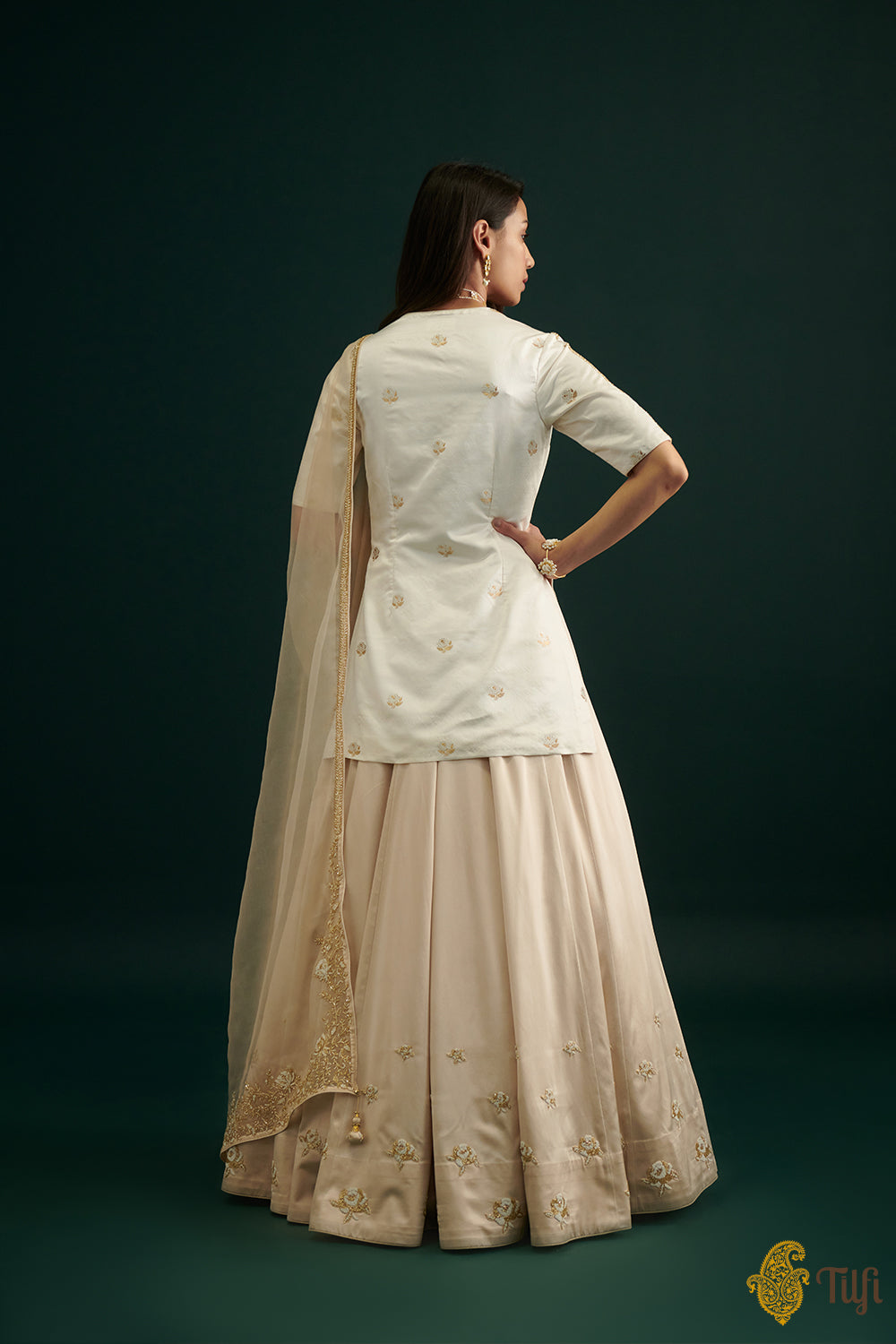 Touch-neck Brocade kurta with silk skirt | Fancy sarees party wear, Long  kurti designs, Kurti designs