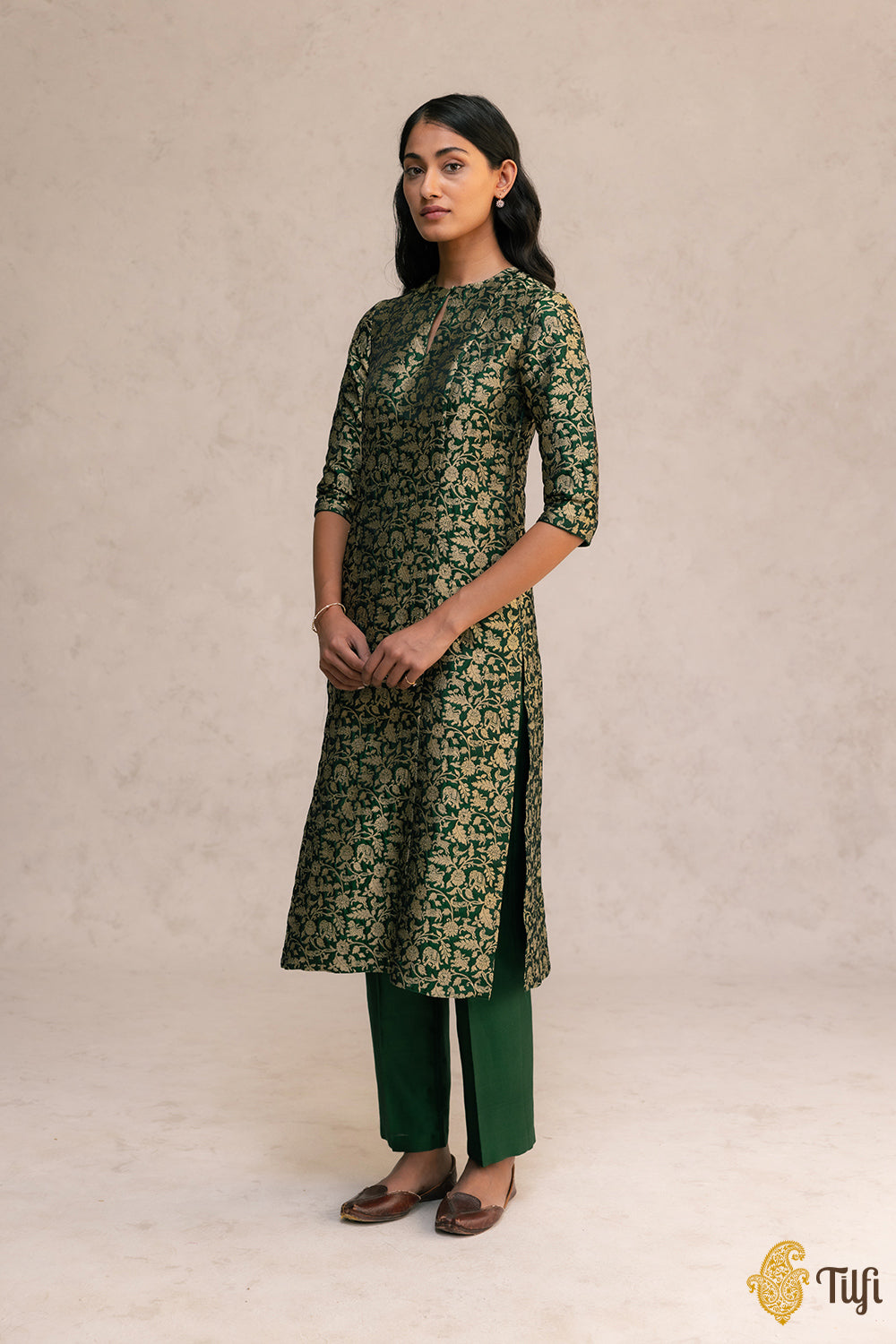 Forest Green Banarasi Handloom Suit Set