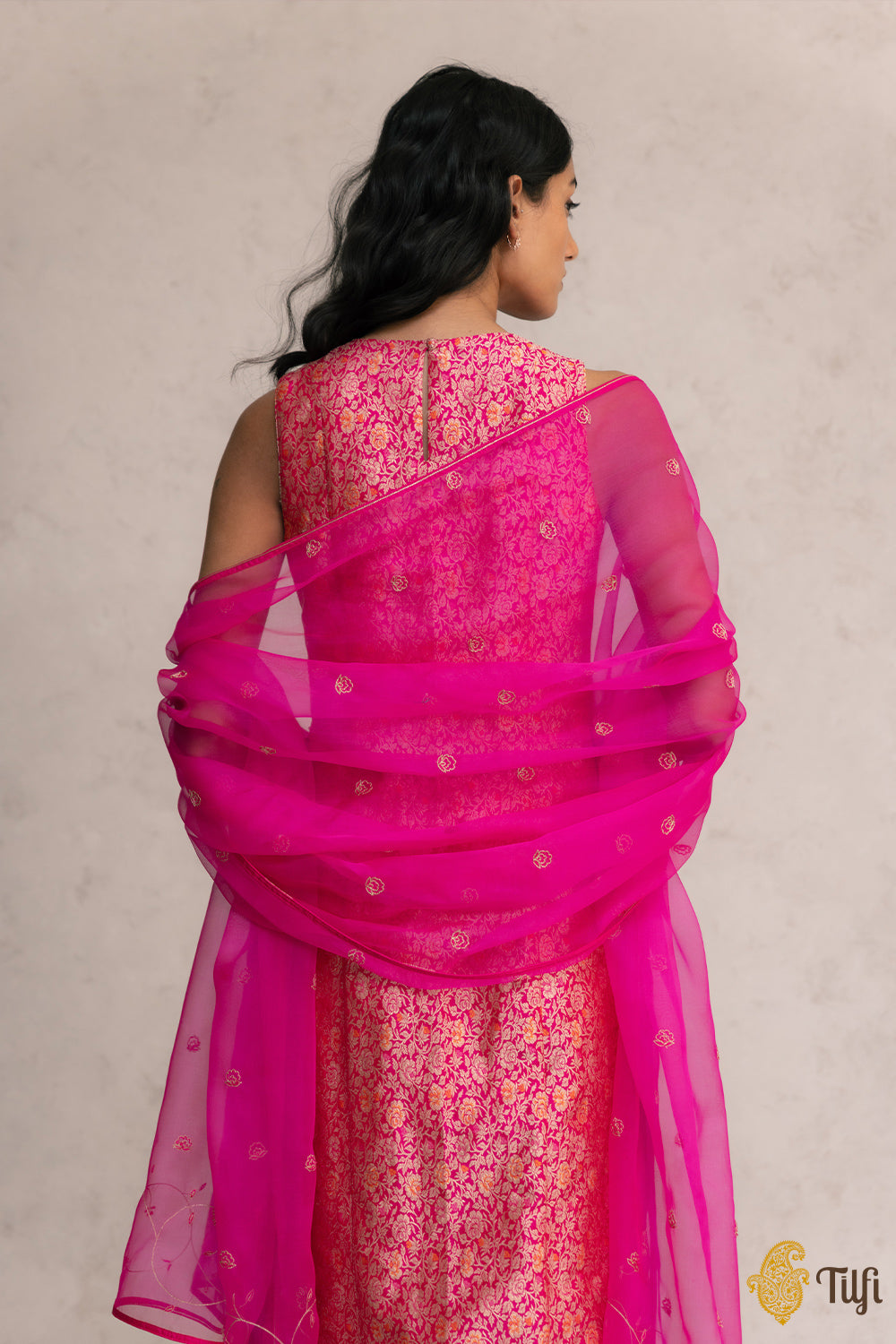 Buy Rani Pink Brocade Kurta With Sharara Pants and Ghatchola Online in  India  Etsy
