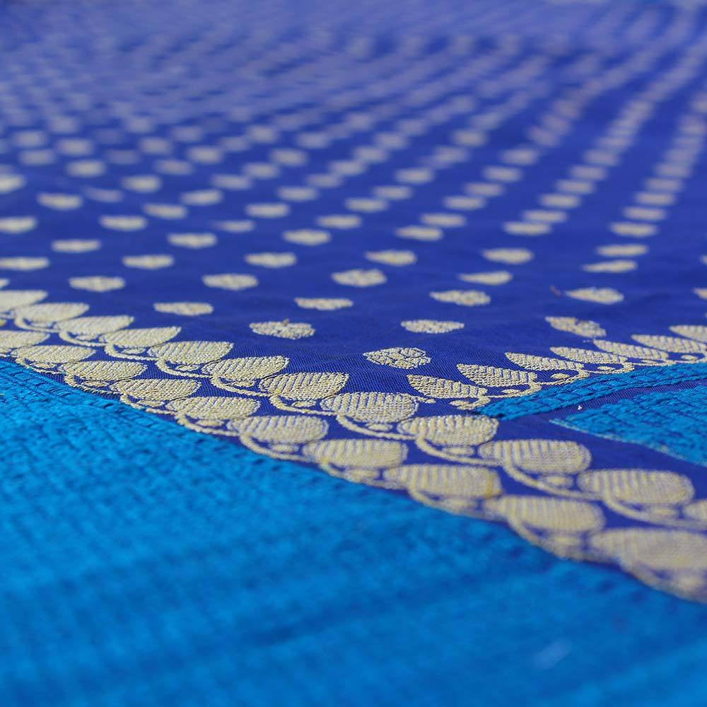 Navy Blue Pure Katan Silk Banarasi Handloom Dupatta