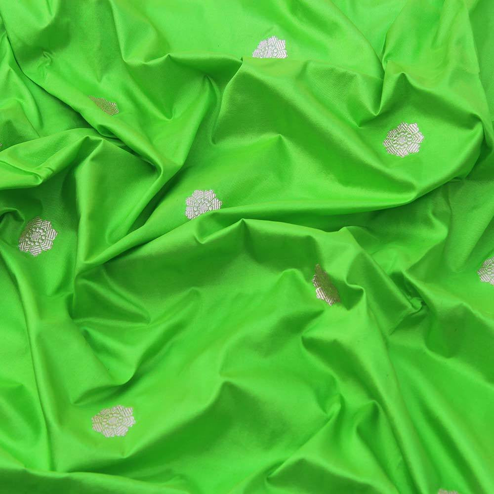 Parrot Green Pure Katan Silk Banarasi Handloom Dupatta