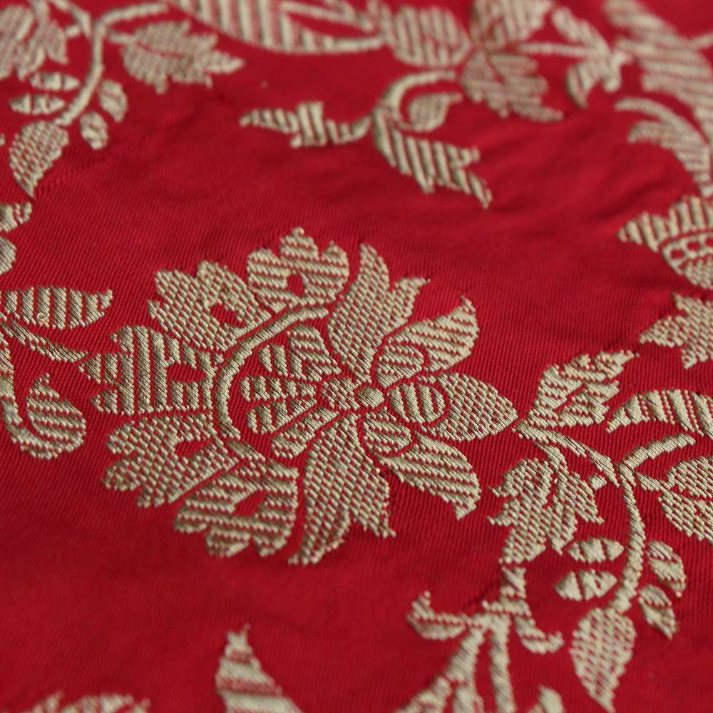 Red Pure Katan Silk Kadwa Jangla Handloom Dupatta