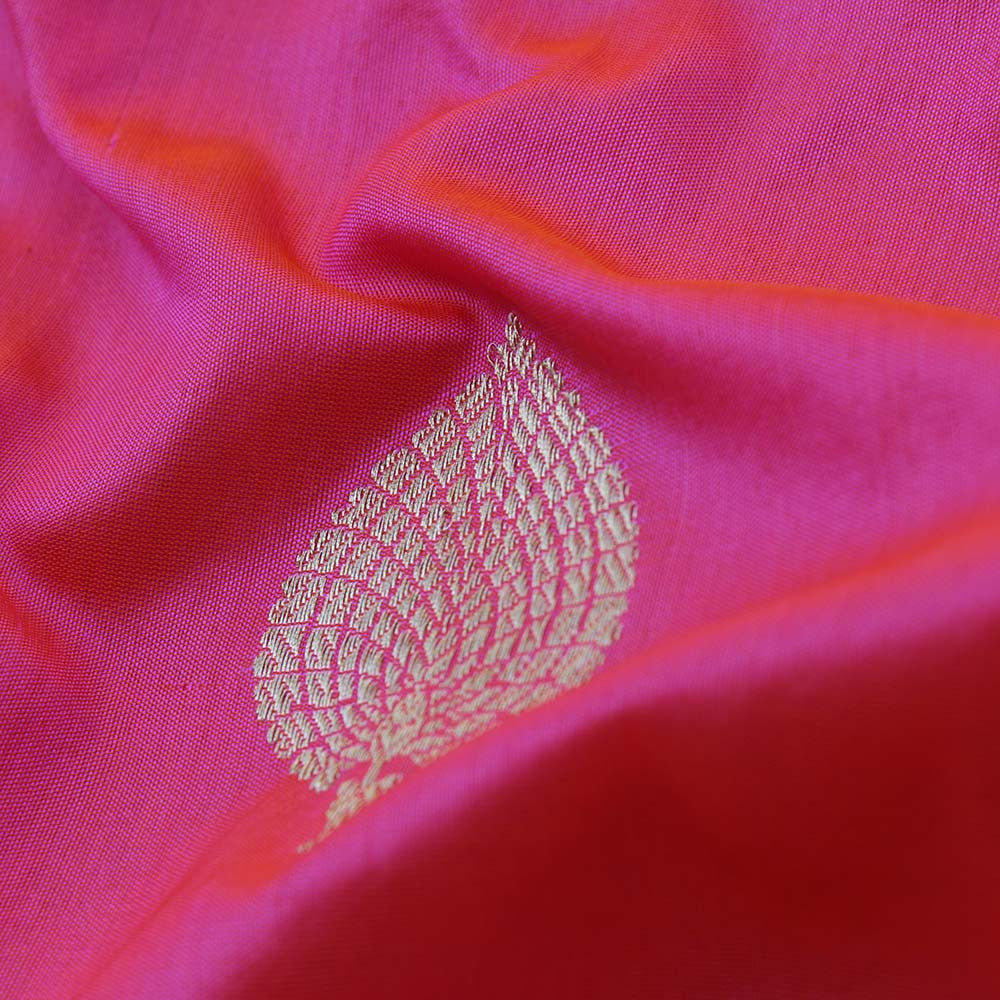 Light Orange-Gulabi Pink Pure Katan Silk Banarasi Handloom Dupatta