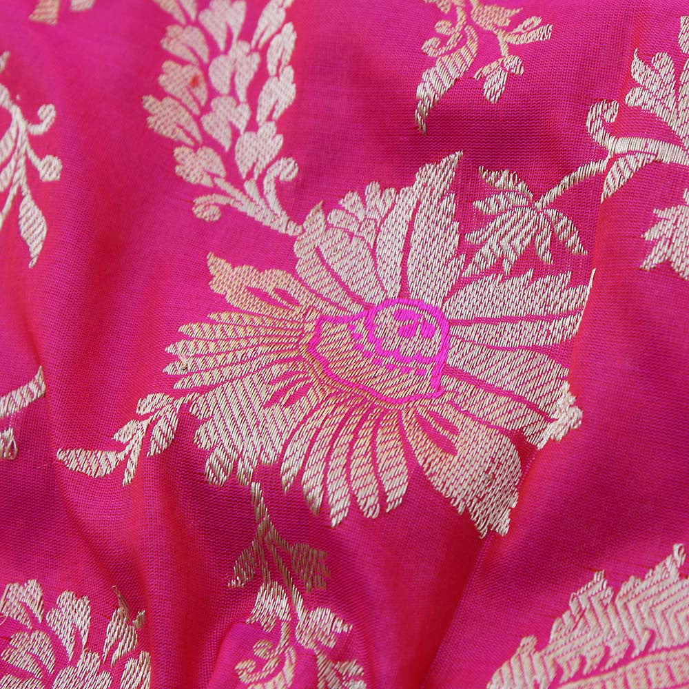 Rani Pink Pure Katan Silk Kadwa Jangla Handloom Dupatta