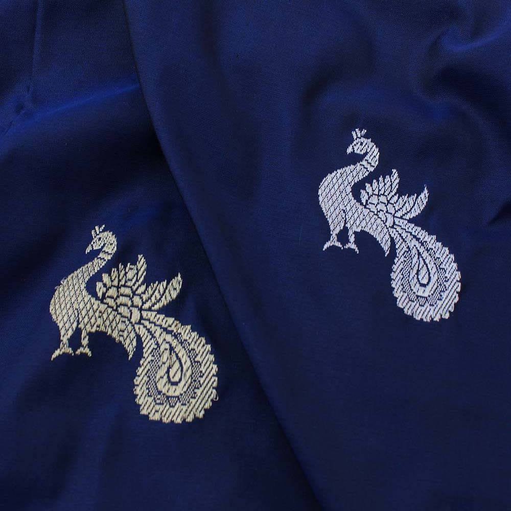 Navy Blue-Black Pure Katan Silk Banarasi Handloom Dupatta