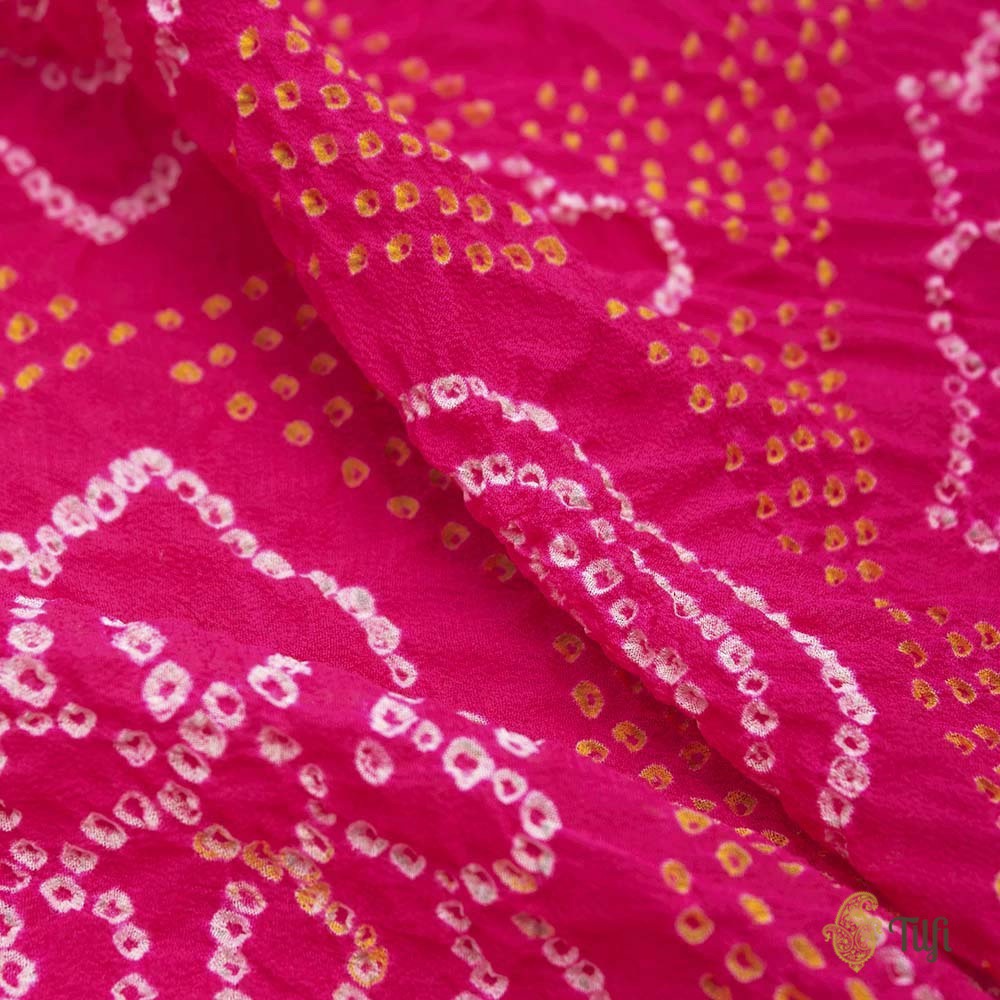 Pink Pure Georgette Banarasi Handloom Bandhani Dupatta