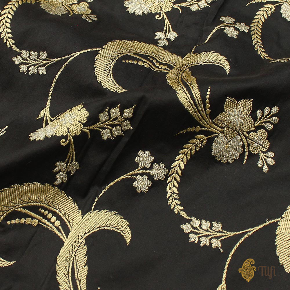 Black Pure Katan Silk Banarasi Kadwa Handloom Dupatta