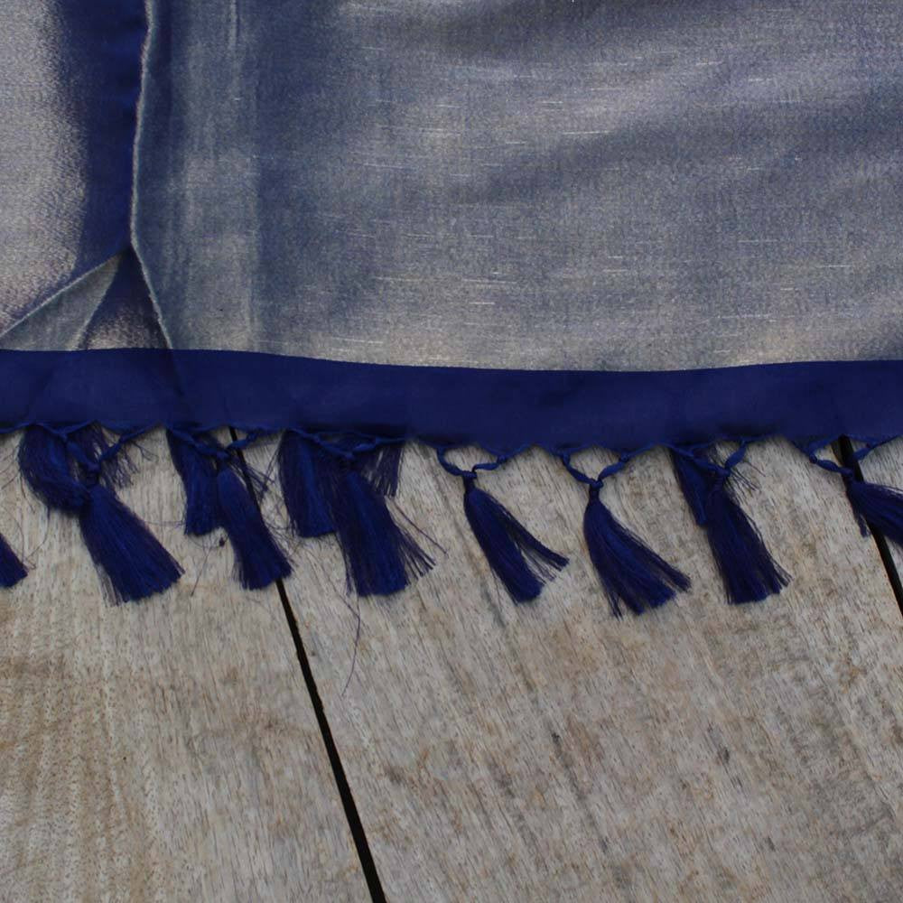 Navy Blue Pure Silk Georgette Banarasi Handloom Petite-Dupatta